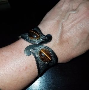 Vintage silver plated spring bracelet